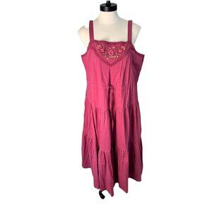 NWT April Cornell Sundress SZ LG Pink Floral Tiered Beach Cruise Event